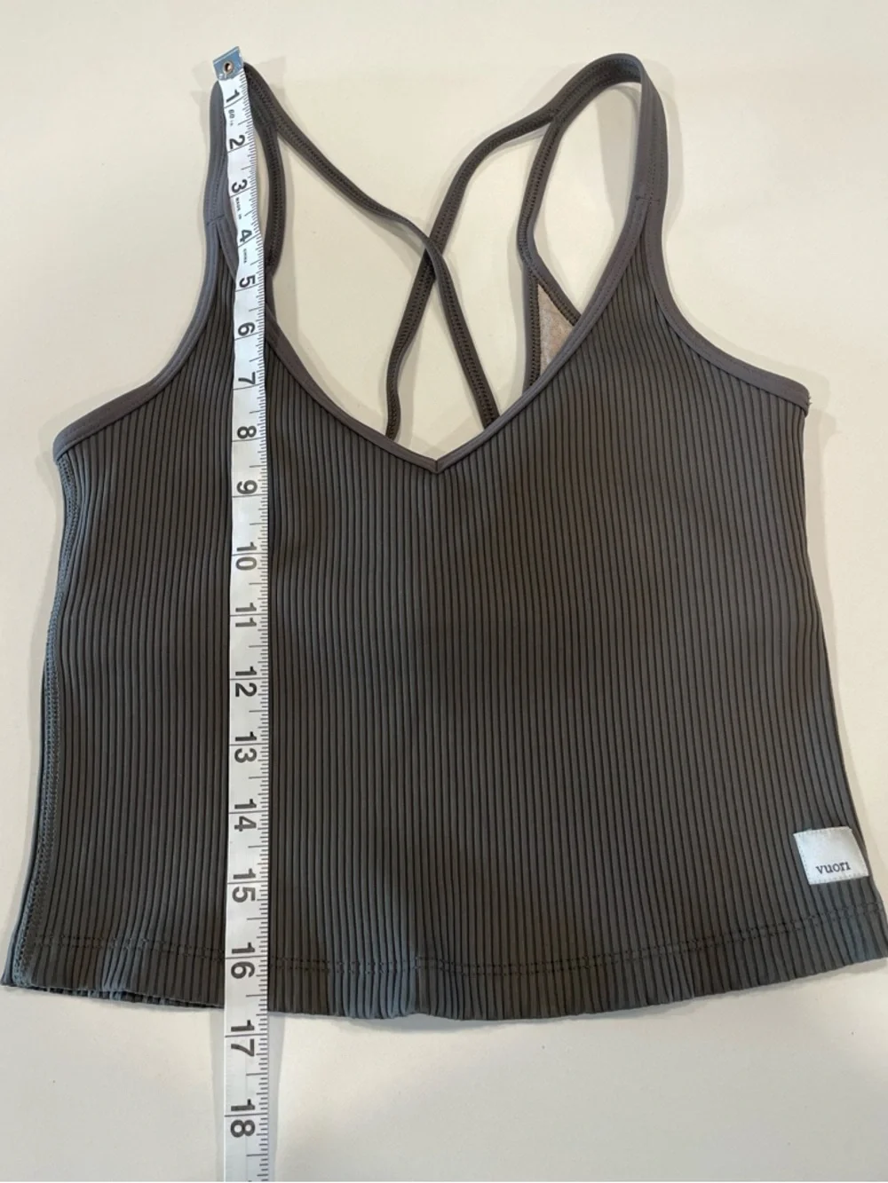 Vuori Ribbed Crop Tank Top - Oregano - Picture 9 of 9